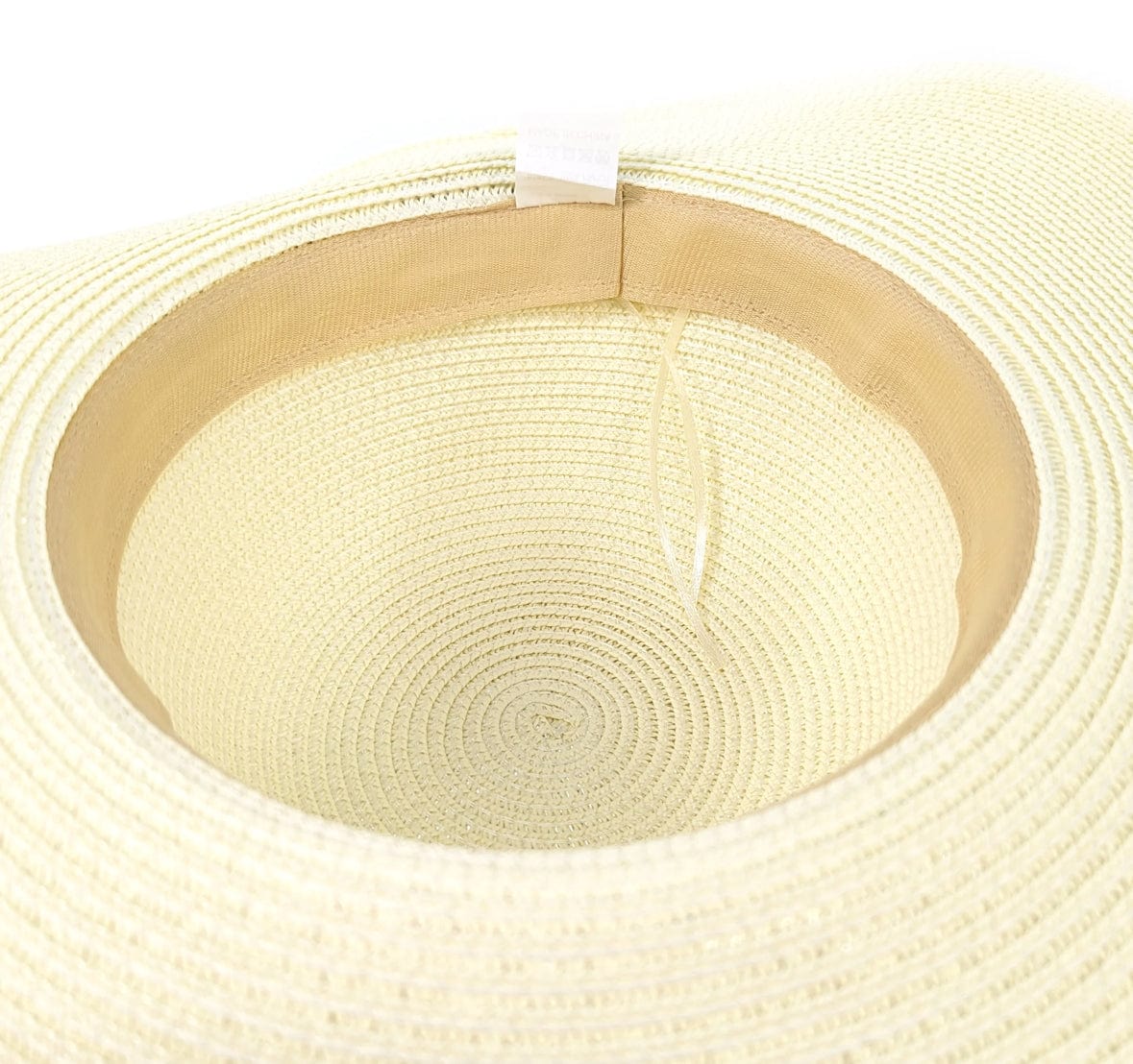 lusciousscarves Extra Wide Brim Foldable , Rollable Cream Sun Hat with a Colourful Crochet Band .