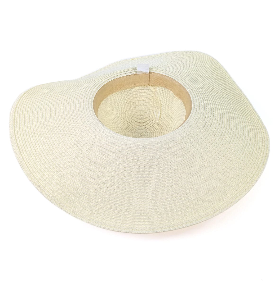 lusciousscarves Extra Wide Brim Foldable , Rollable Cream Sun Hat with a Colourful Crochet Band .