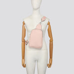 Load image into Gallery viewer, lusciousscarves Faux Leather Sling Bag - Chest Bag with Patterned Canvas Strap

