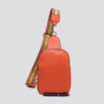 Load image into Gallery viewer, lusciousscarves Faux Leather Sling Bag - Chest Bag with Patterned Canvas Strap
