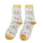 Load image into Gallery viewer, lusciousscarves Flying Pigs Design Bamboo Socks Ladies Miss Sparrow Duck Egg

