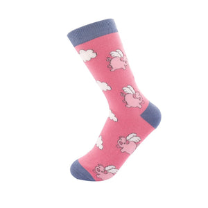 lusciousscarves Flying Pigs Design Bamboo Socks Ladies Miss Sparrow - Pink