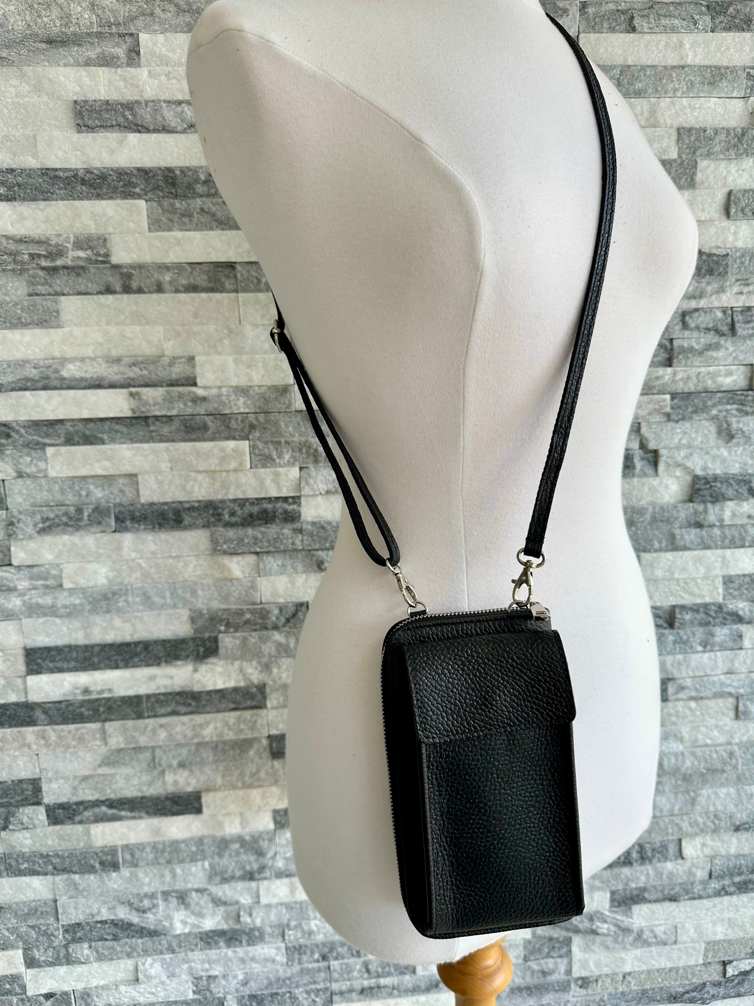 lusciousscarves Genuine Italian Leather Crossbody Phone Bag and Purse,
