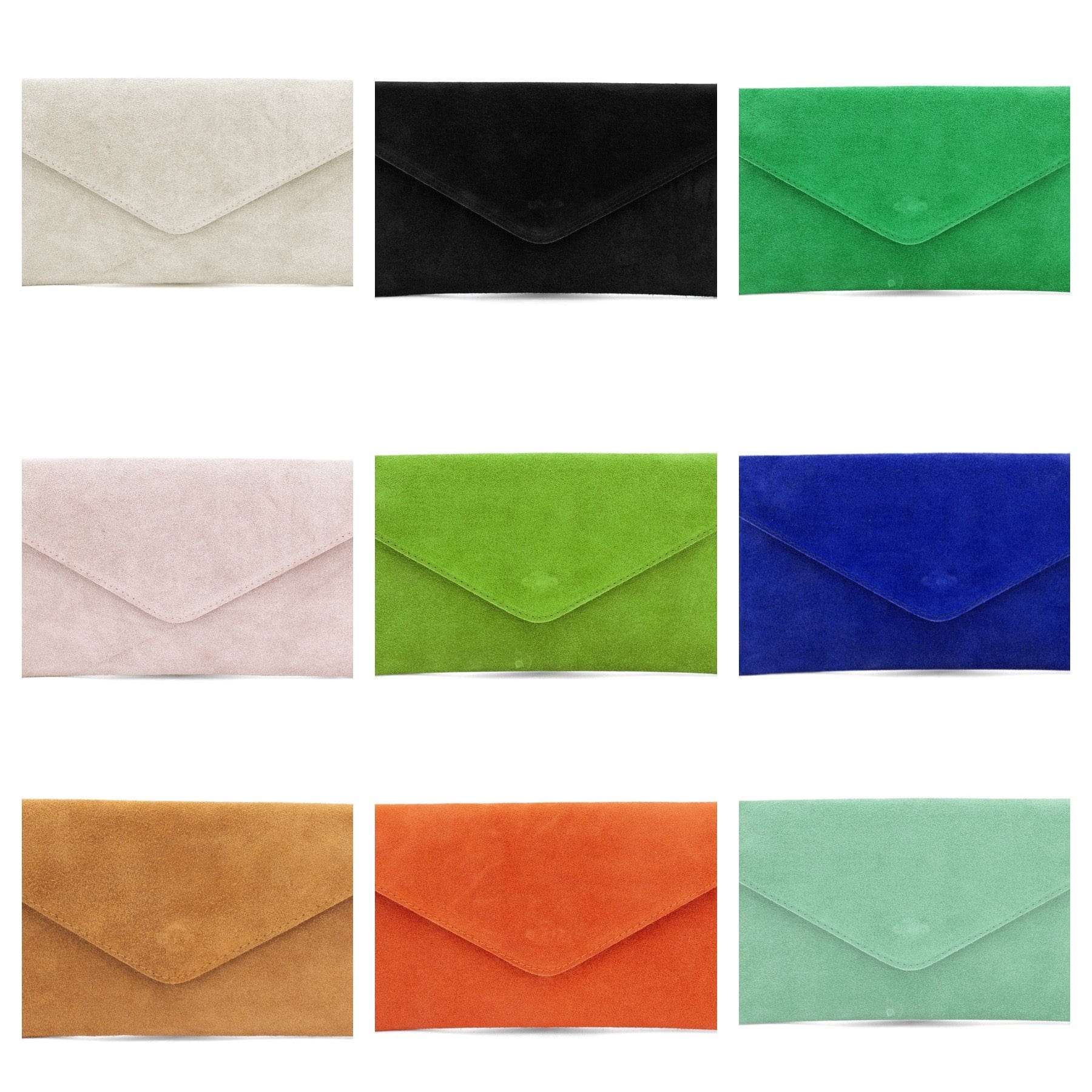 lusciousscarves Genuine Suede Leather Envelope Clutch Bag , 10 Colours Available