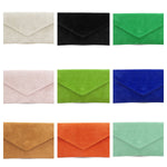 Load image into Gallery viewer, lusciousscarves Genuine Suede Leather Envelope Clutch Bag , 10 Colours Available
