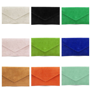 lusciousscarves Genuine Suede Leather Envelope Clutch Bag , 10 Colours Available