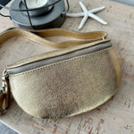 Load image into Gallery viewer, lusciousscarves Gold Italian Leather Bum Bag
