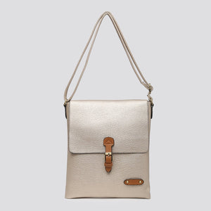 lusciousscarves Gold Soft Faux Leather Satchel Crossbody Bag.