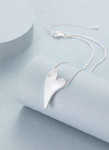 lusciousscarves Gracee Short Silver Abstract Heart Necklace .