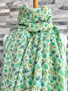 lusciousscarves Green and Blue Delicate Dandelions Scarf