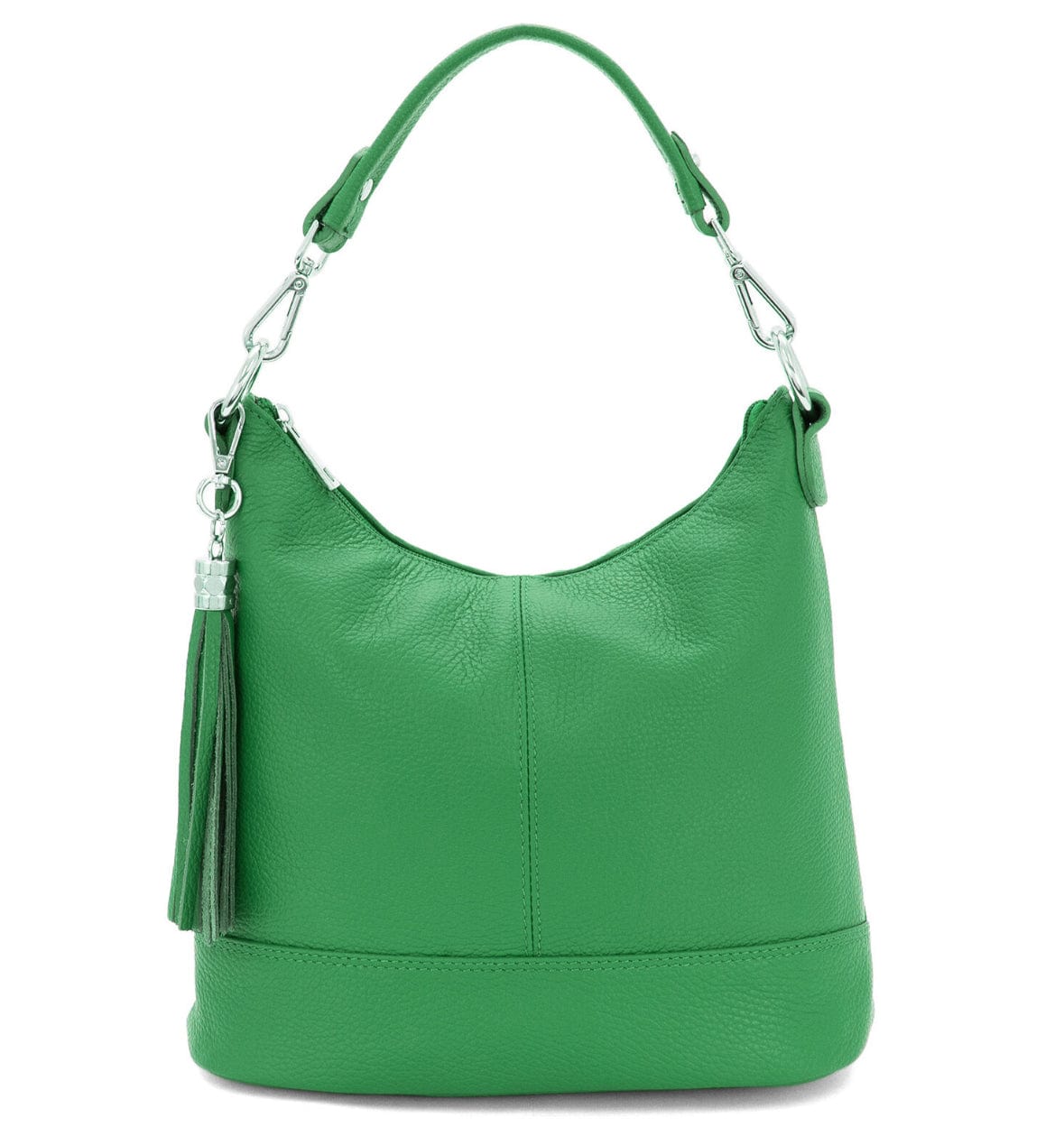 lusciousscarves Green Italian Leather Bucket Style Bag Shoulder and Crossbody with Tassel , 9 Colours available.