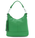 Load image into Gallery viewer, lusciousscarves Green Italian Leather Bucket Style Bag Shoulder and Crossbody with Tassel , 9 Colours available.
