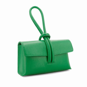lusciousscarves Green Italian Leather Clutch Bag , Evening Bag with Loop Handle