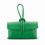 Load image into Gallery viewer, lusciousscarves Green Italian Leather Clutch Bag , Evening Bag with Loop Handle
