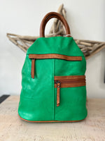 Load image into Gallery viewer, lusciousscarves Green Ladies Faux Leather Large Triangular Backpack , Rucksack
