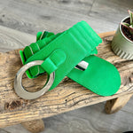 Load image into Gallery viewer, lusciousscarves Green Ladies Faux Leather Stretchy Waist Belt with Chrome Loop and Hook.
