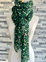 Load image into Gallery viewer, lusciousscarves Green Little Berries and Leaves Ladies Scarf

