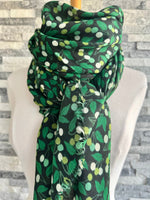 Load image into Gallery viewer, lusciousscarves Green Little Berries and Leaves Ladies Scarf
