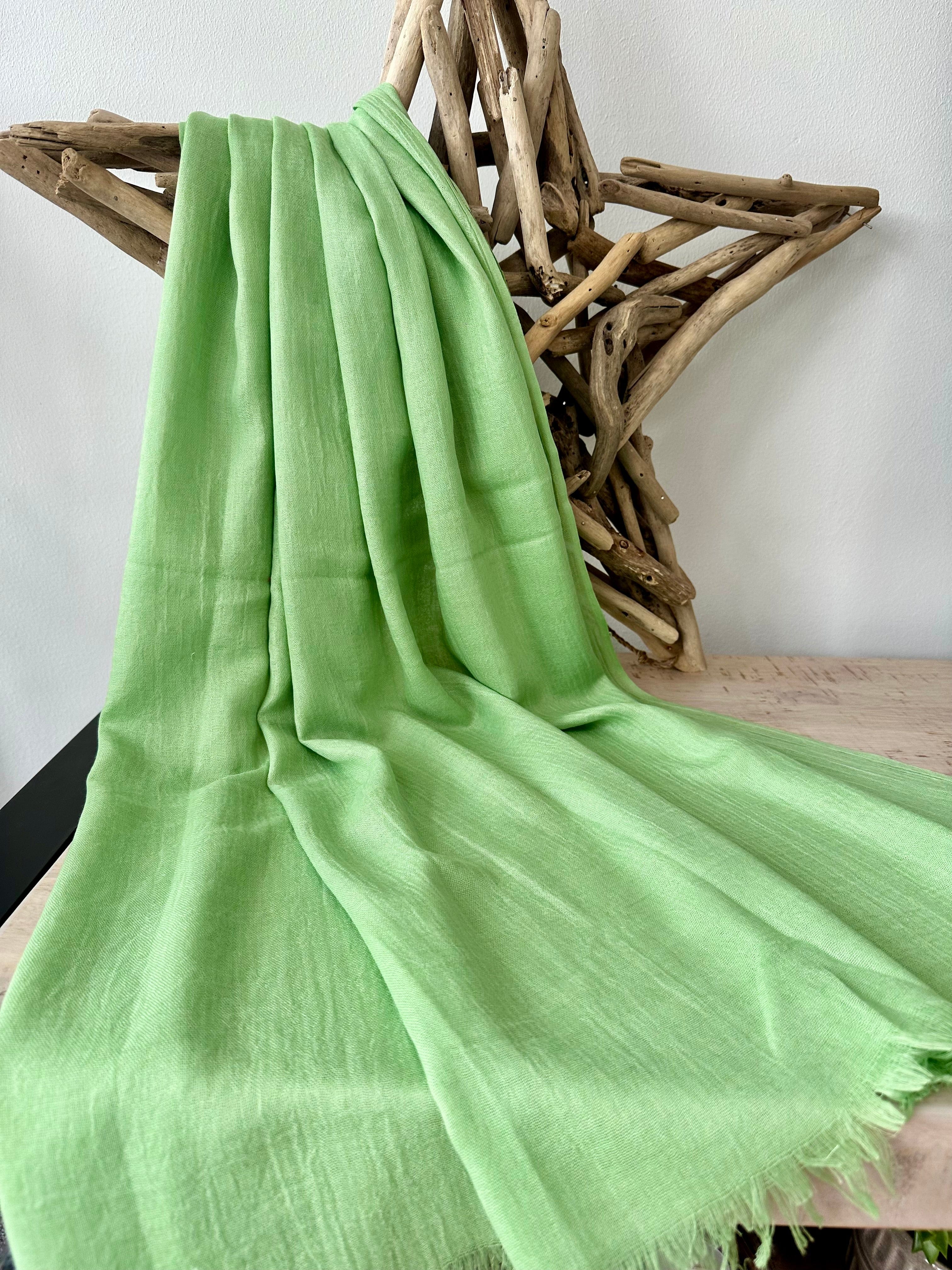 lusciousscarves Green Plain Light Weight Cotton Blend Summer Scarf , Wrap, Shawl 26 Colours Available