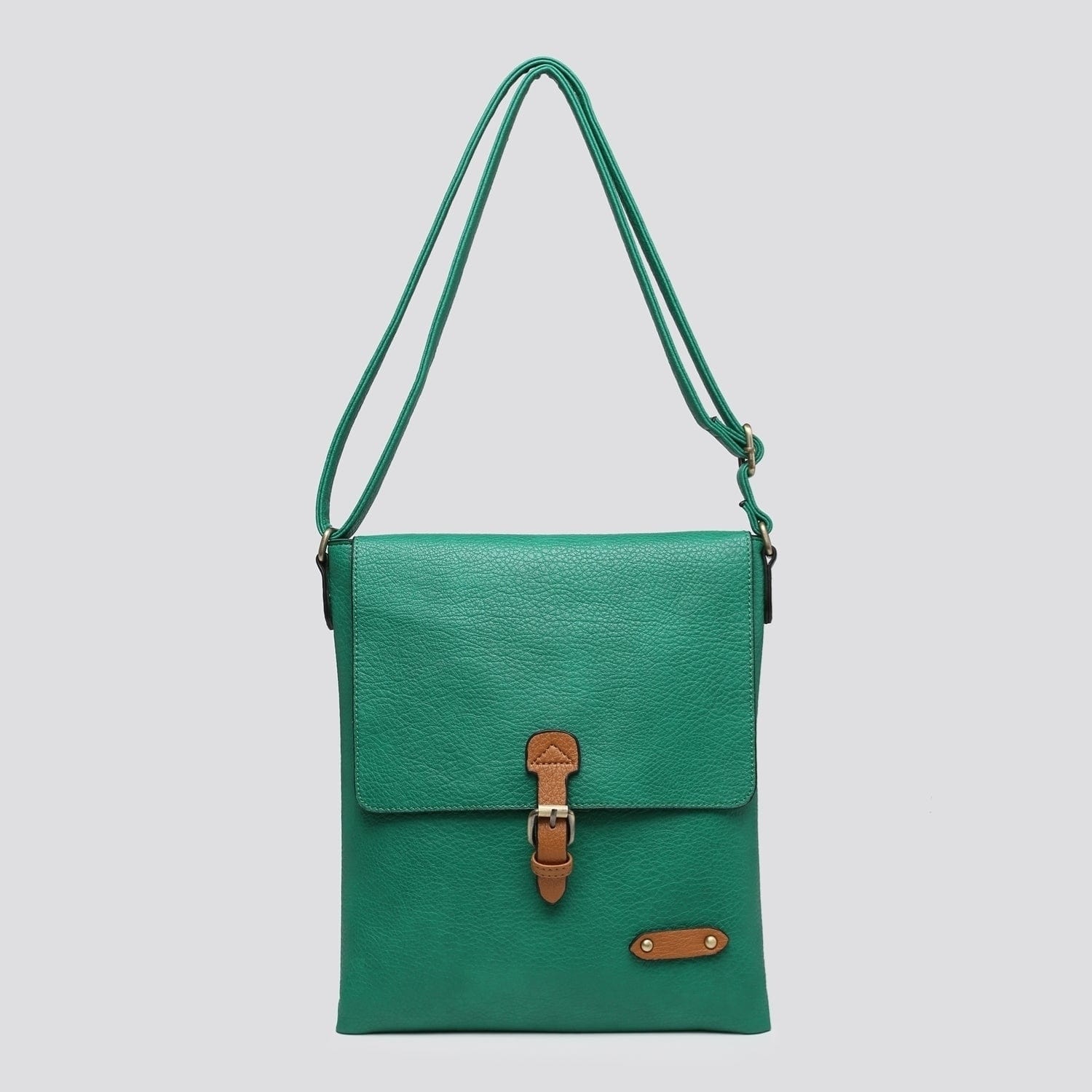 lusciousscarves Green Soft Faux Leather Satchel Crossbody Bag.