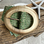 Load image into Gallery viewer, lusciousscarves Green Stretchy Raffia/Straw Summer Belt with Brushed Gold Oval Metal Buckle
