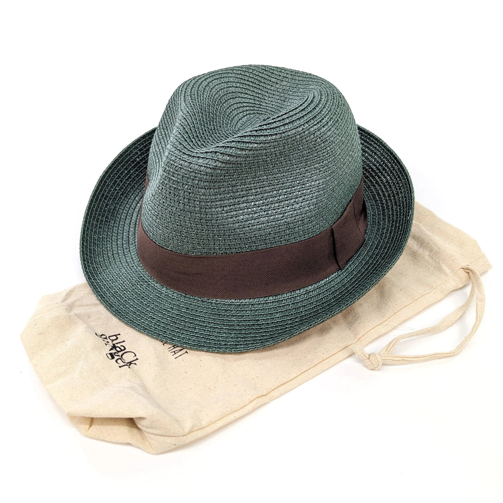 lusciousscarves Green Trilby Style Rollable Sun Hat, Packable with Travel Bag.