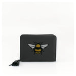 Load image into Gallery viewer, lusciousscarves Grey Embroidered Bee Wallet Zip Purse

