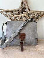 Load image into Gallery viewer, lusciousscarves Grey Faux Leather Small Square Crossbody Bag
