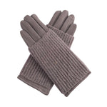 Load image into Gallery viewer, lusciousscarves Grey Ladies Velour Gloves with Removable Knitted Cuff
