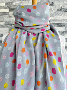lusciousscarves Grey Scribbled Spots Scarf