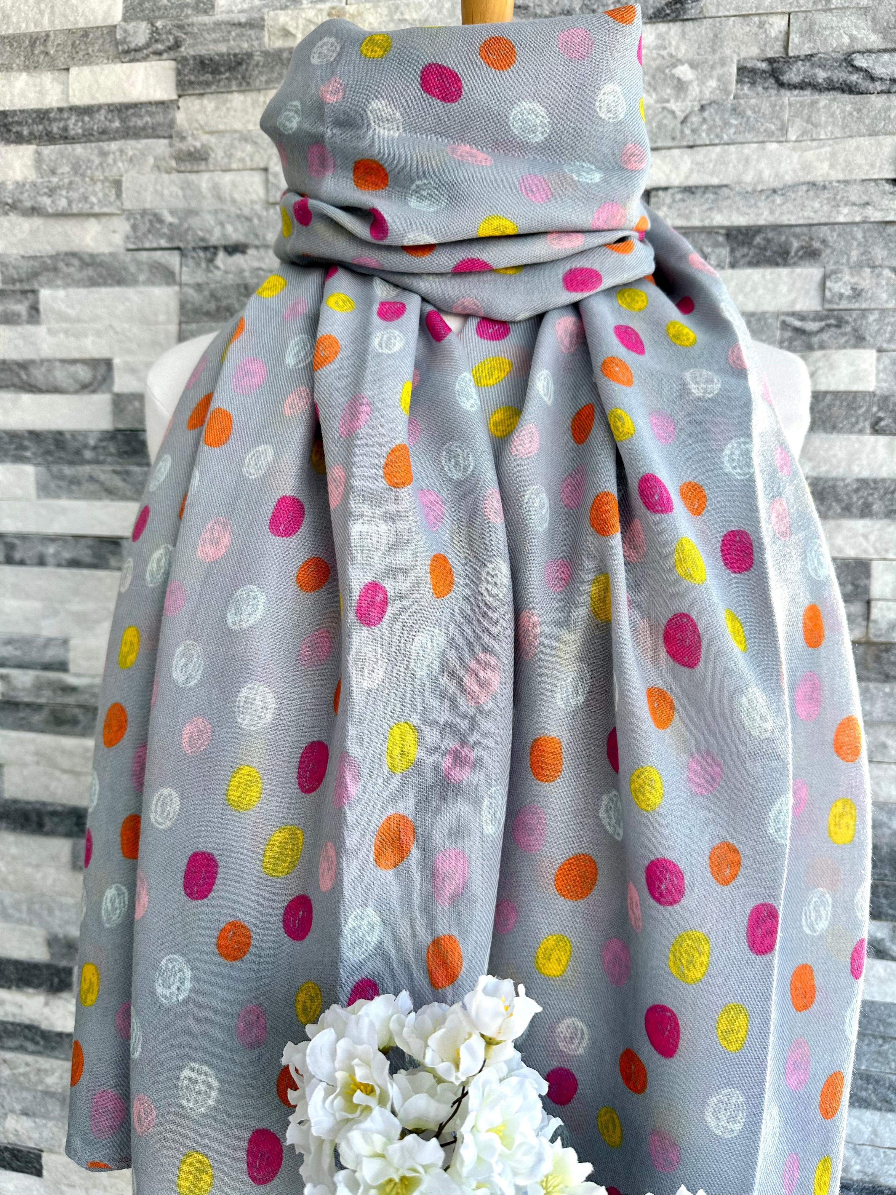 lusciousscarves Grey Scribbled Spots Scarf