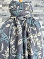 Load image into Gallery viewer, lusciousscarves Grey Soft Floral Scarf.
