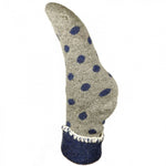 Load image into Gallery viewer, lusciousscarves Grey Wool Blend Cuff Socks with Blue Spots.
