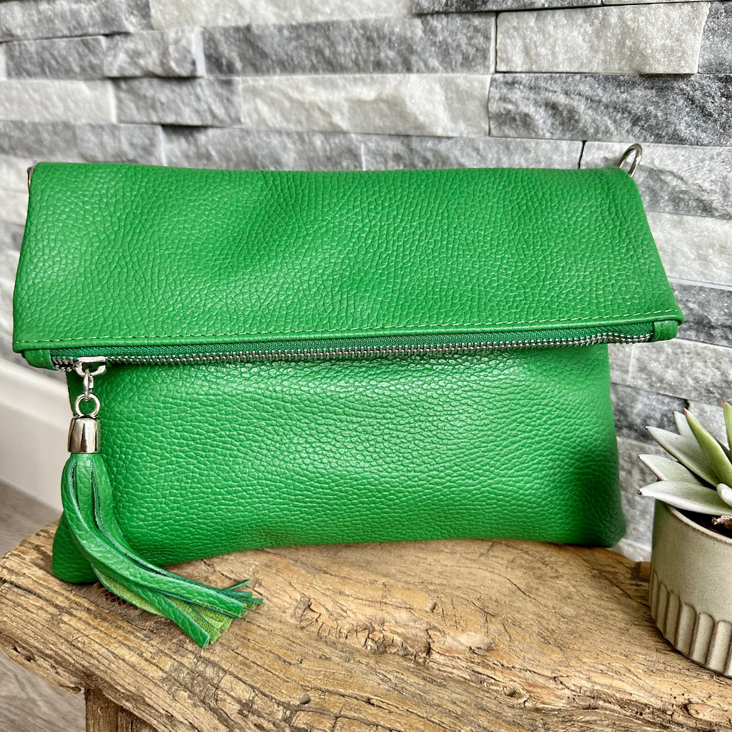 lusciousscarves Gucci Green Italian Leather Clutch Bag