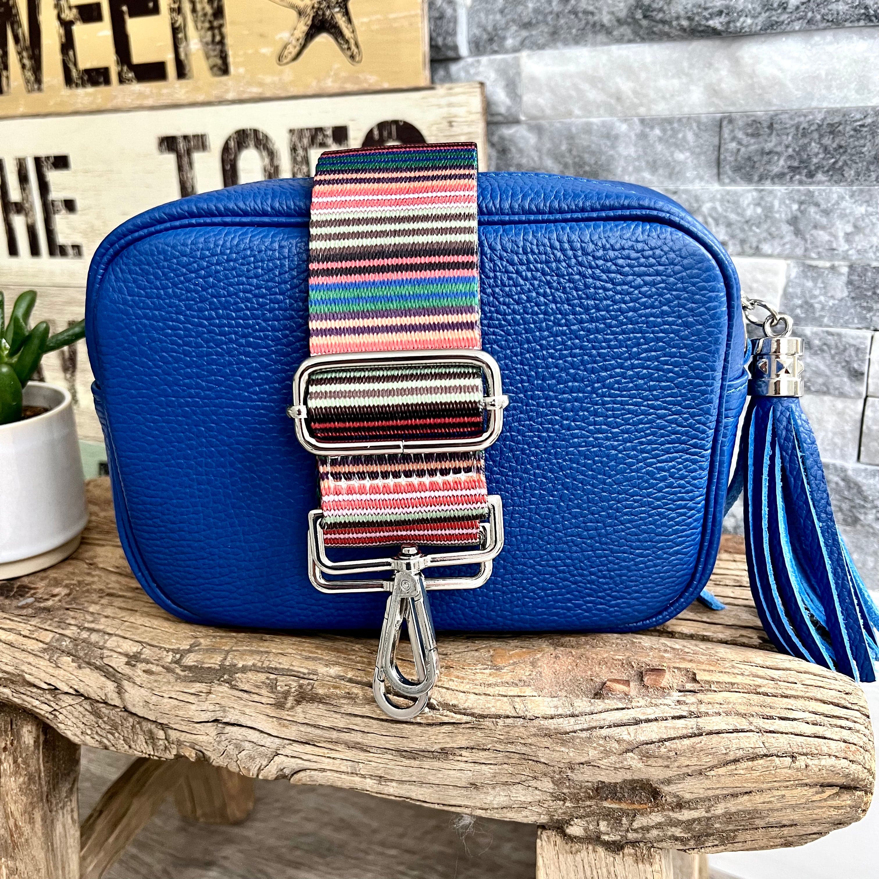Cobalt blue top crossbody purse