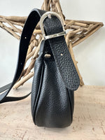 Load image into Gallery viewer, lusciousscarves Half Moon Italian Leather Shoulder Bag , Black
