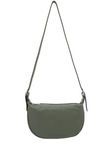 lusciousscarves Half Moon Italian Leather Shoulder Bag , Khaki Green.