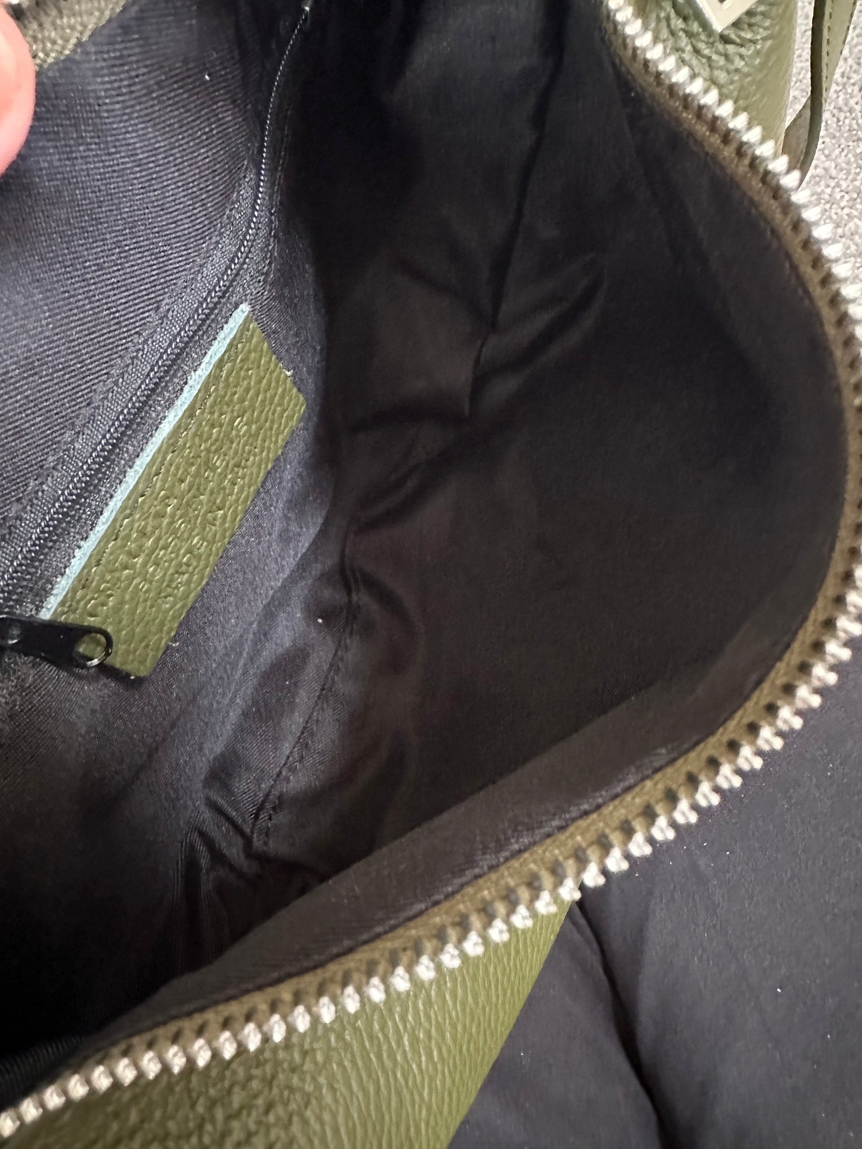 lusciousscarves Half Moon Italian Leather Shoulder Bag , Khaki Green.