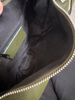 Load image into Gallery viewer, lusciousscarves Half Moon Italian Leather Shoulder Bag , Khaki Green.
