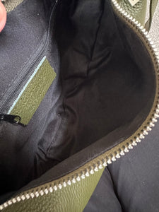 lusciousscarves Half Moon Italian Leather Shoulder Bag , Khaki Green.
