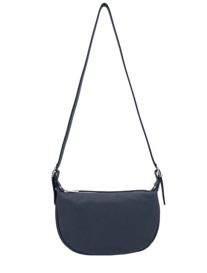 lusciousscarves Half Moon Italian Leather Shoulder Bag , Navy Blue