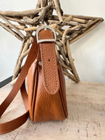 Load image into Gallery viewer, lusciousscarves Half Moon Italian Leather Shoulder Bag , Tan Brown.
