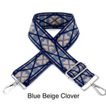 Load image into Gallery viewer, lusciousscarves Handbag &amp; Wallet Accessories Blue Beige Clover Interchangeable Canvas Hand Bag Straps with Silver Hardware - Lots of colours available.
