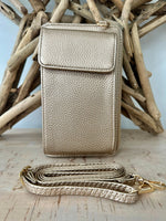 Load image into Gallery viewer, lusciousscarves Handbag &amp; Wallet Accessories Gold Faux Leather Phone Bag / Phone Pouch
