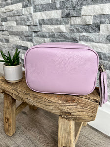lusciousscarves Handbag & Wallet Accessories Lilac Leather Camera  Style Bag