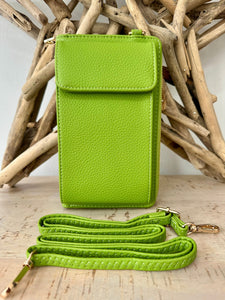 lusciousscarves Handbag & Wallet Accessories Lime Green Faux Leather Phone Bag / Phone Pouch
