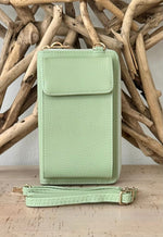 Load image into Gallery viewer, lusciousscarves Handbag &amp; Wallet Accessories Pale Green Faux Leather Phone Bag / Phone Pouch

