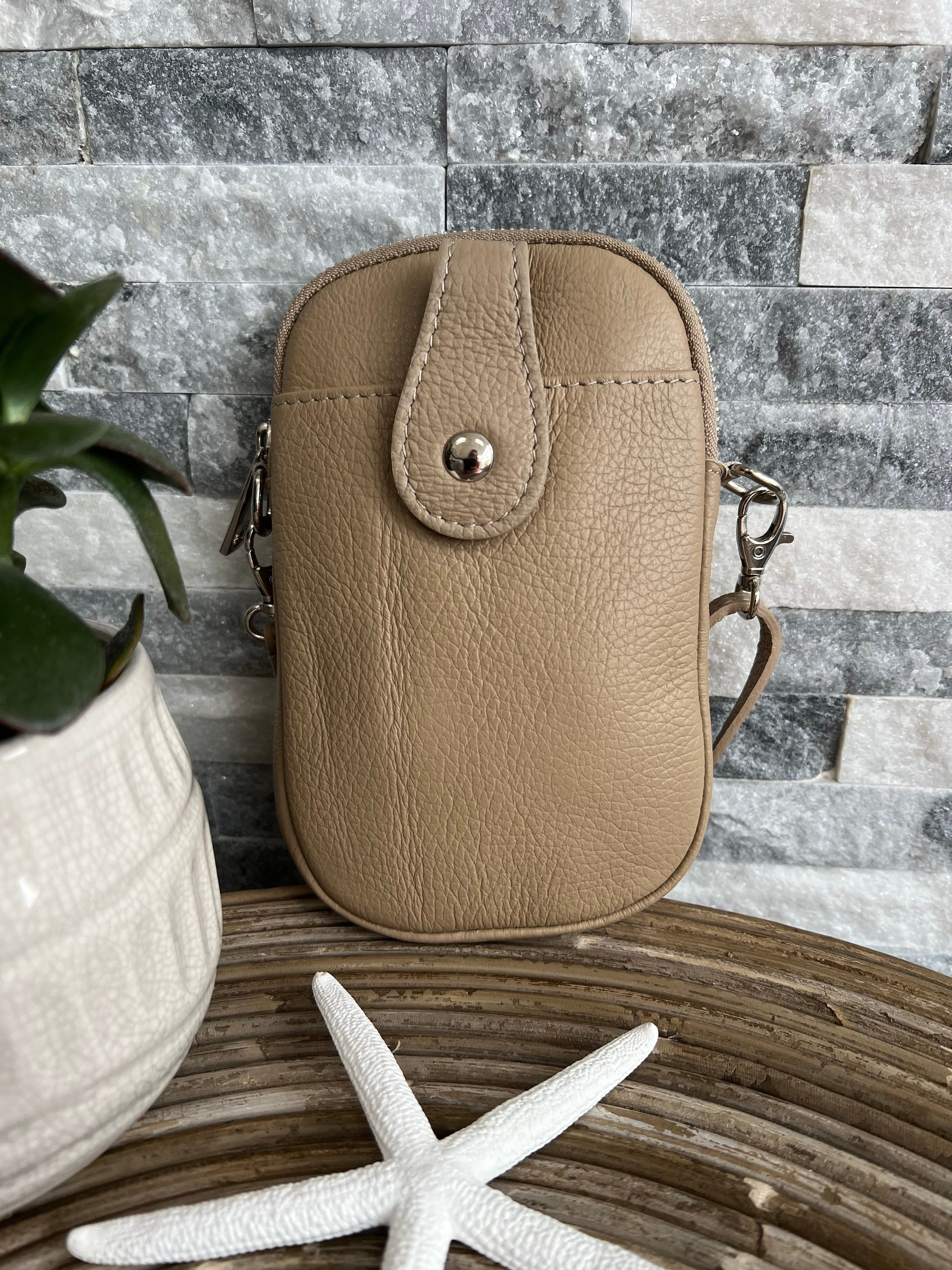 lusciousscarves Handbags Beige Italian leather crossbody phone bag - lots of colours