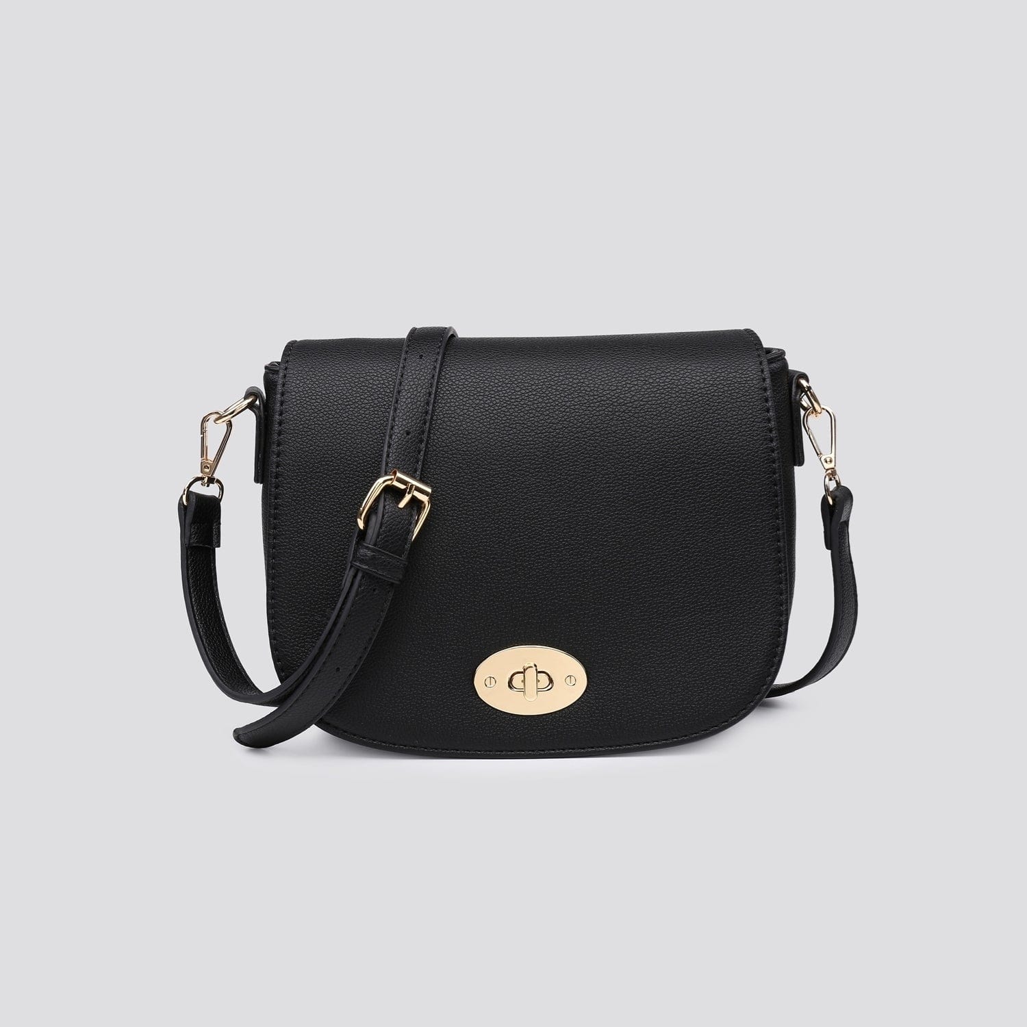 lusciousscarves Handbags Black Crossbody Twist Clasp Closer Bag