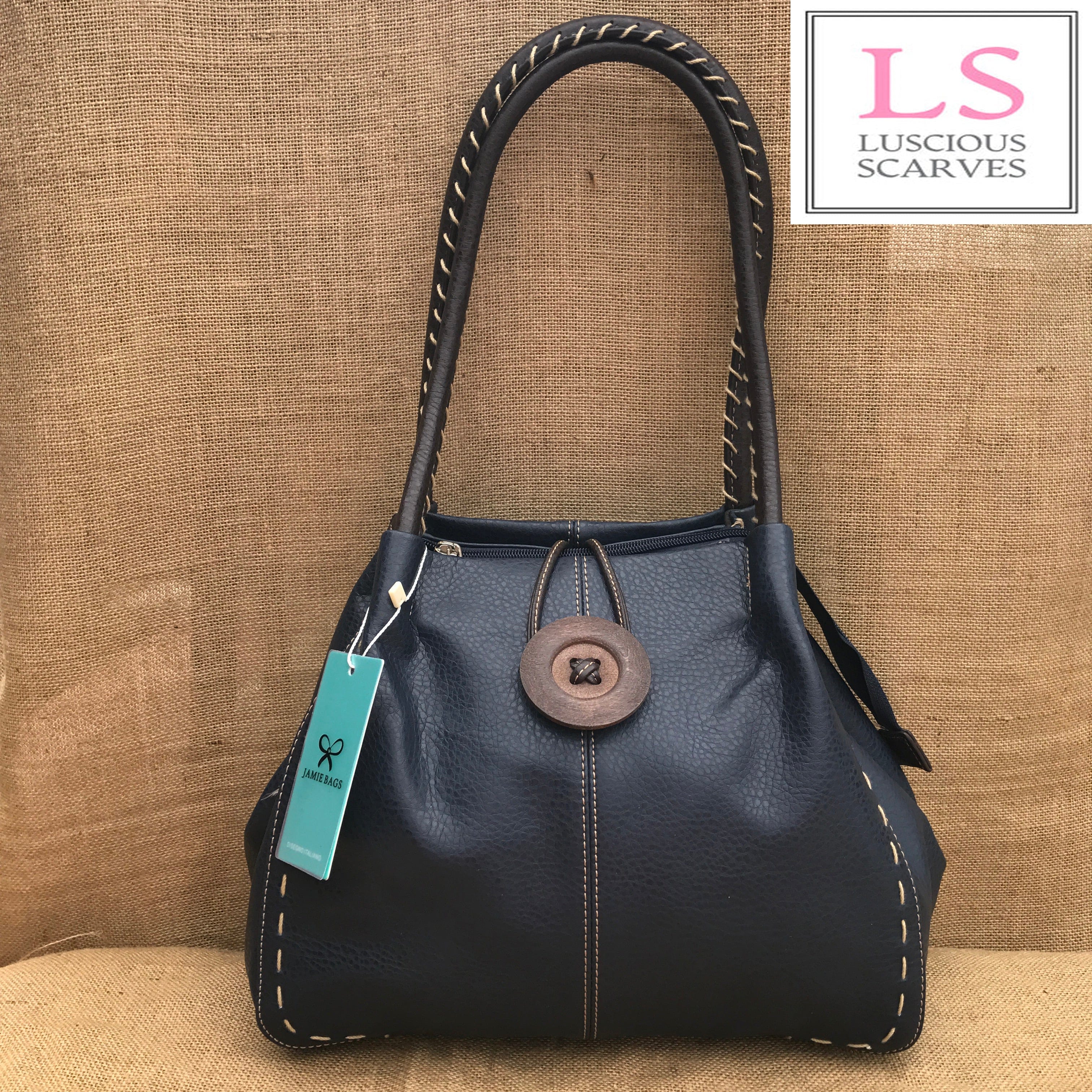 lusciousscarves Handbags Black Faux Leather Big Button Fashion Shoulder Bag Handbag
